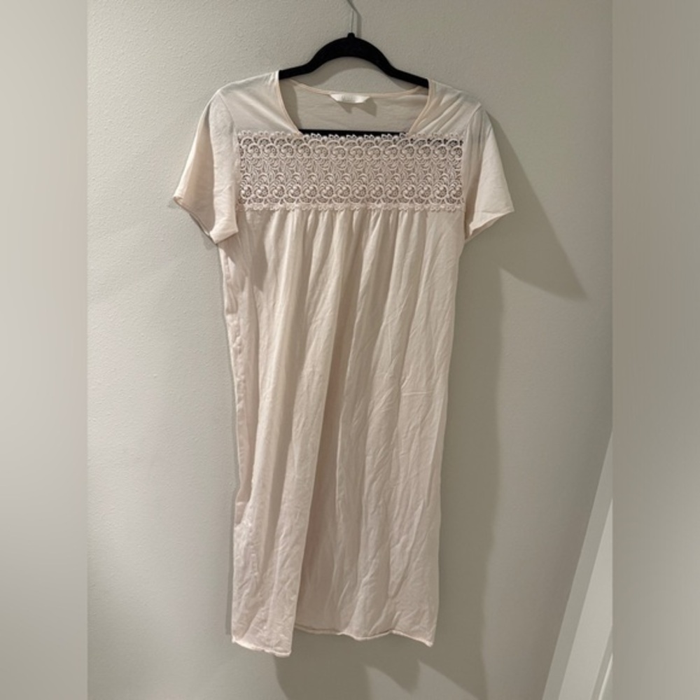 Hanro Women's Cream Short Sleeve Lace Nightgown - Size XS Extra Small‎